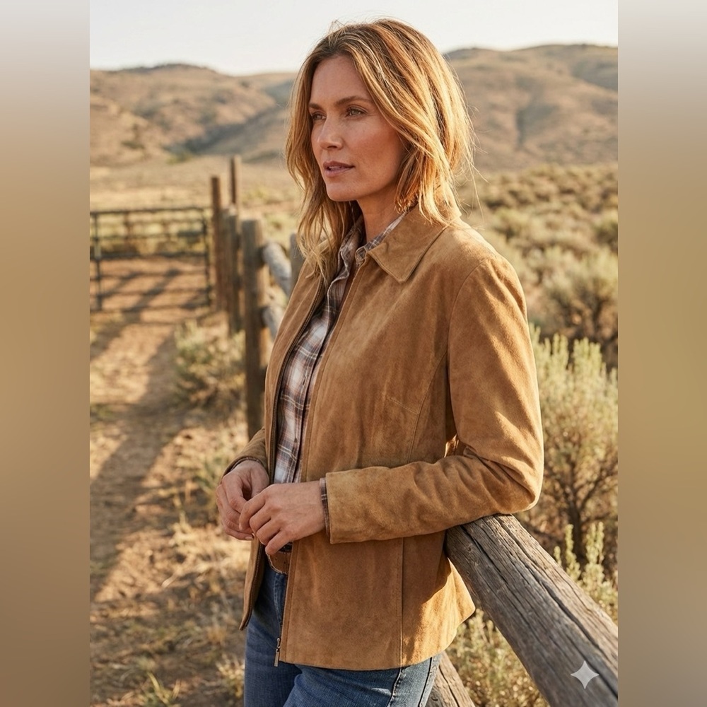 Kate Hill Tan Suede Utility Jacket